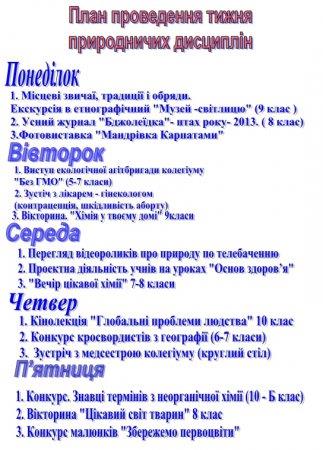 Тиждень природничих дисциплін