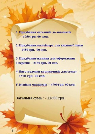 Звіт благодійного фонду «Діти Полісся» станом на 18.09.2015 р