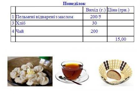 Меню з 1 вересня 2015 року