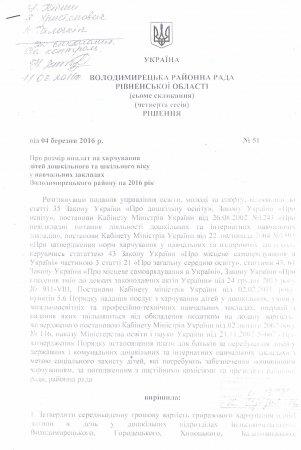 Про програму харчування дітей дошкільного та шкільного віку