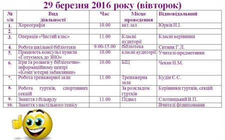 План роботи Володимирецького районного колегіуму на весняні канікули  2015-2016 н.рн.р.