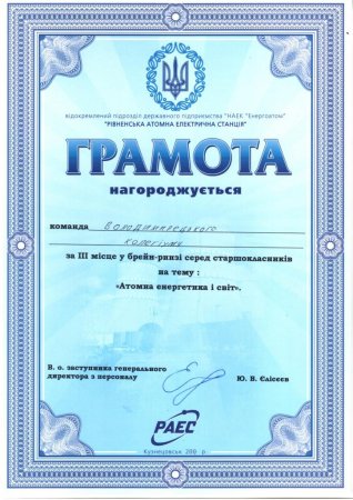 ВІТАЄМО ПЕРЕМОЖЦІВ БРЕЙН-РИНГУ
