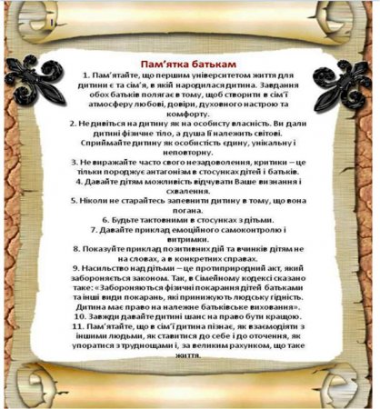 Пам'ятка батькам