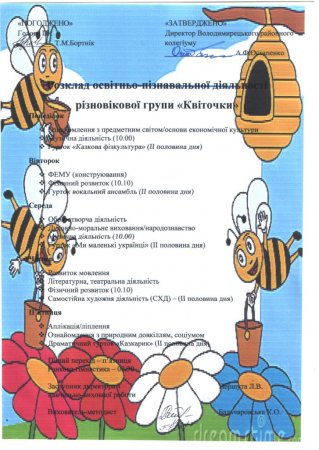 Розклад освітньо - пізнавальної діяльності