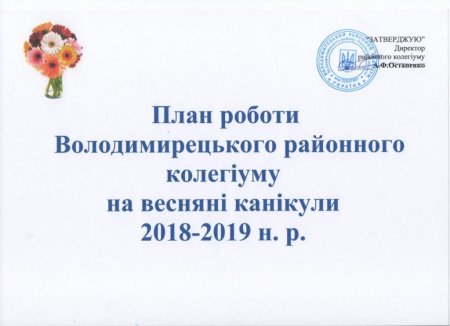 План роботи на весняні канікули
