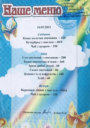 Меню на 16.03.21 року