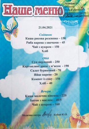 Меню на 21.04.2021 року