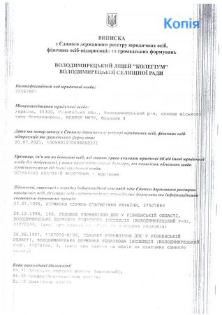Виписка з Єдиного державного реєстру