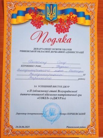 Вітаємо переможців обласного етапу гри «Сокіл»(«Джура»)